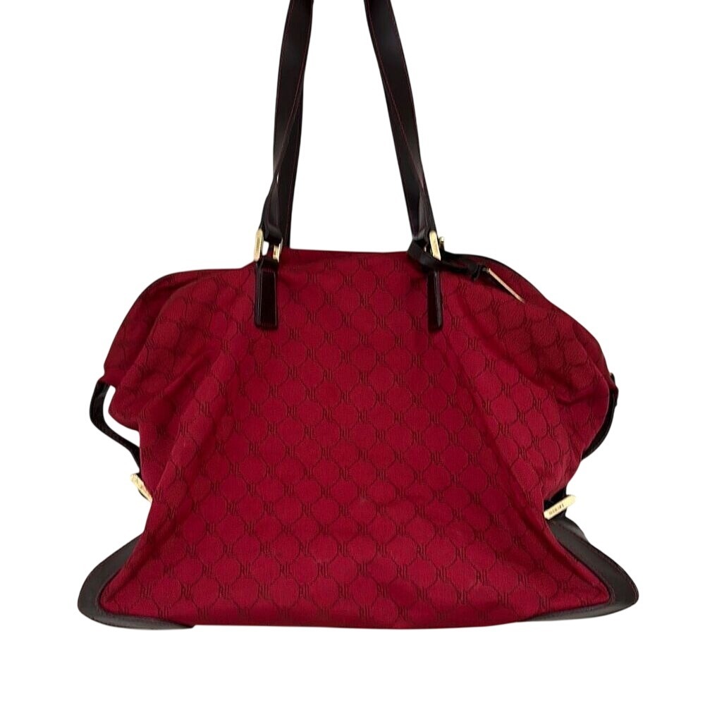 Vintage 2000's Womens Red Signature Leather Trim Duffle Carry On Bag OS